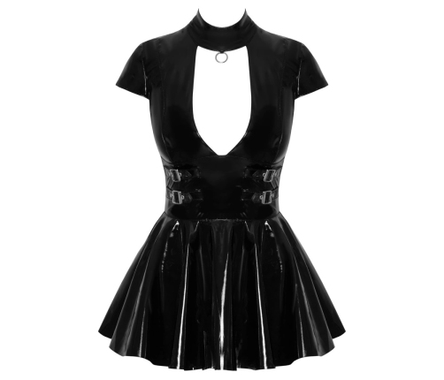Black Level Vinyl Mini Dress L, Shiny Black, Adjustable Straps