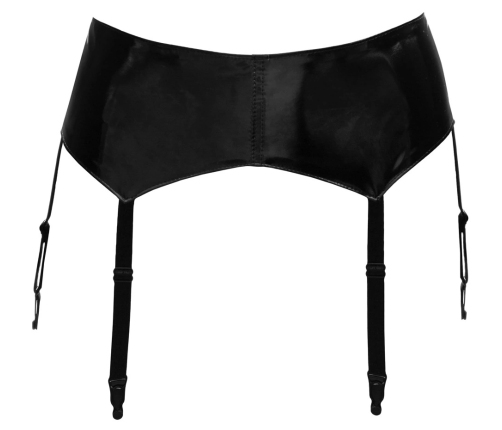 Black Level Vinyl Suspender Belt L - 6 Adjustable Straps, Shiny Black