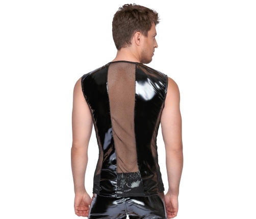 Black Level Sleeveless Vinyl Shirt XL - Bi-elastic, Mesh Panels