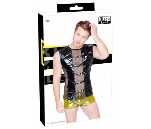 Black Level Sleeveless Vinyl Shirt XL - Bi-elastic, Mesh Panels