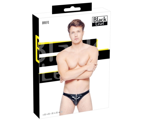 Black Level Vinyl Briefs XL - Shiny 4-Way Stretch Black Underwear