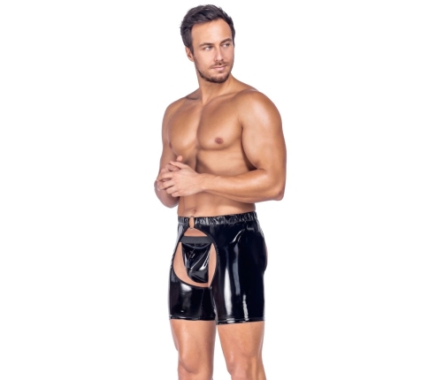 Black Level Vinyl Chaps L - Shiny Black, Open Design, Stretch Fit