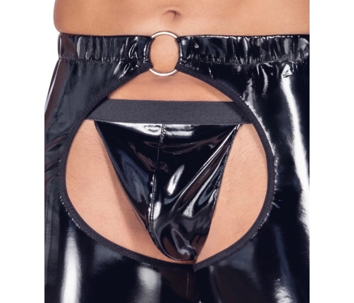 Black Level Vinyl Chaps L - Shiny Black, Open Design, Stretch Fit