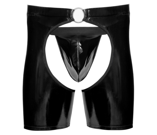 Black Level Vinyl Chaps L - Shiny Black, Open Design, Stretch Fit