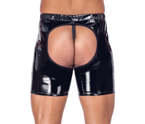 Black Level Men's Vinyl Chaps 2XL - Shiny Stretch Finish, Decorative Ring