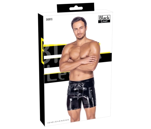 Black Level Vinyl Shorts 3XL - Shiny Stretch Fit with Side Pockets