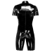 Black Level Men's Short Vinyl Playsuit, Shiny Black, Size S