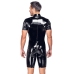 Black Level Men's Short Vinyl Playsuit, Shiny Black, Size S