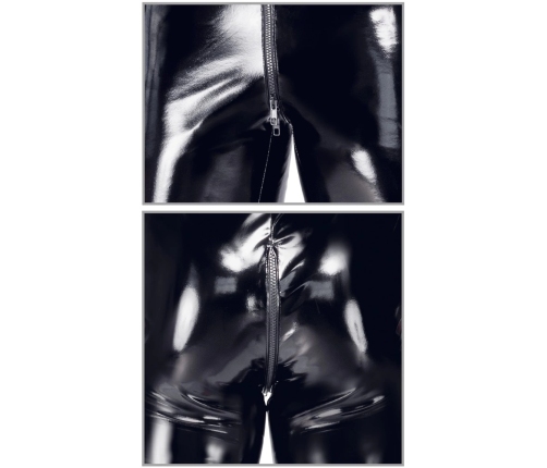 Black Level Men's Vinyl Short Playsuit 3XL - Shiny Club Style, 3-Way Zip