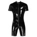 Black Level Men's Vinyl Short Playsuit 3XL - Shiny Club Style, 3-Way Zip