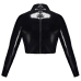 LateX Black Crop Top XL - Stand-Up Collar, Long Sleeve, 0.35mm Latex