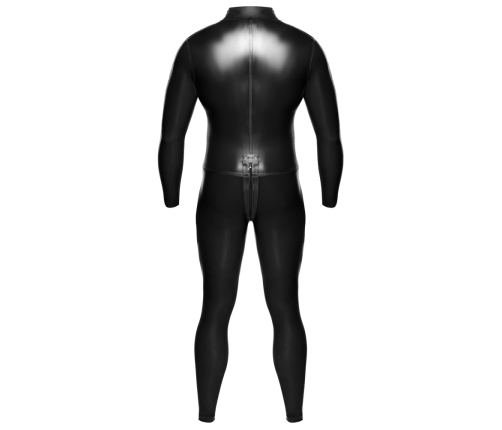 LateX Men's Full Body Black Latex Jumpsuit L with Dual Zippers