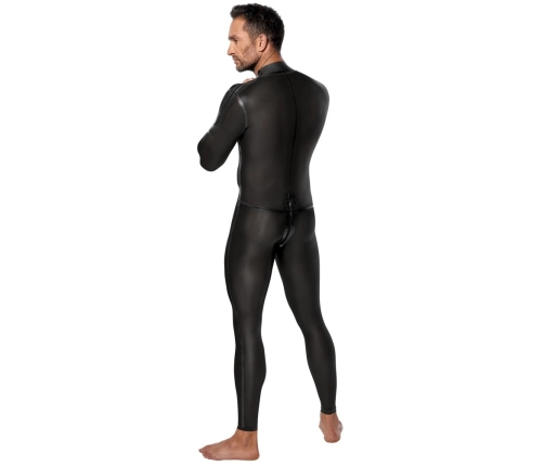 LateX Men's Full Body Black Latex Jumpsuit XL, Shoulder & Crotch Zips