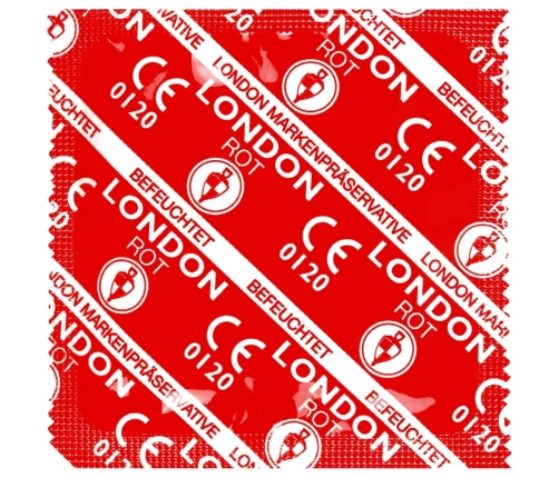 London Red Strawberry Flavour 100-Pack Condoms, Nominal Width 56mm