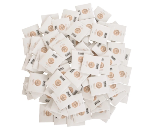 Secura Original 100 Pack Transparent Latex, Vegan, Silky Finish 53mm