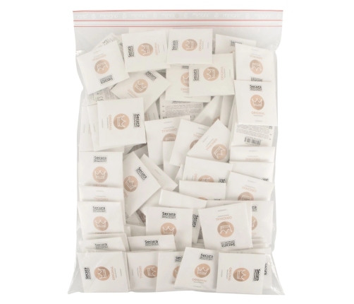 Secura Original 100 Pack Transparent Latex, Vegan, Silky Finish 53mm