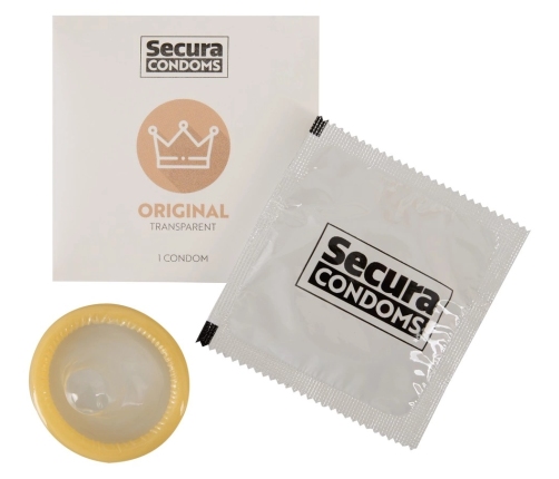 Secura Original 100 Pack Transparent Latex, Vegan, Silky Finish 53mm