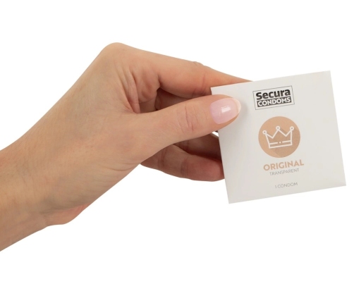 Secura Original 100 Pack Transparent Latex, Vegan, Silky Finish 53mm