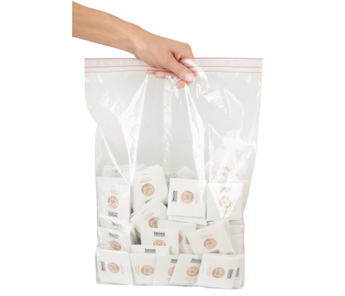 Secura Original 100 Pack Transparent Latex, Vegan, Silky Finish 53mm