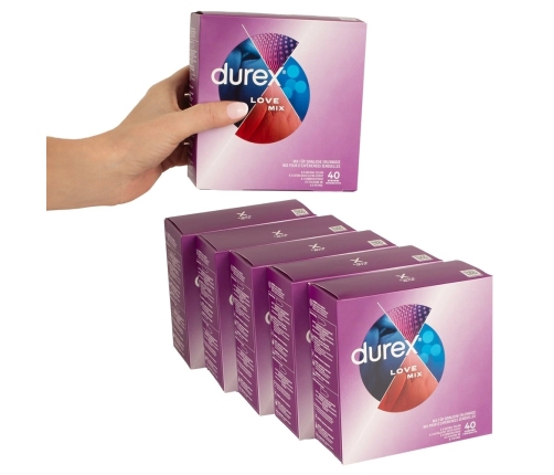Durex Love Mix Assorted Condoms 40pcs - 5 Types, Anatomical Shape