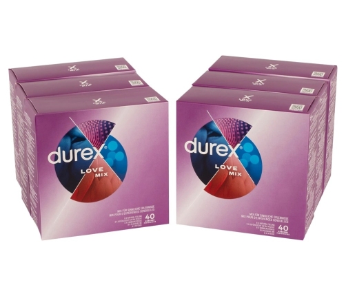 Durex Love Mix Assorted Condoms 40pcs - 5 Types, Anatomical Shape