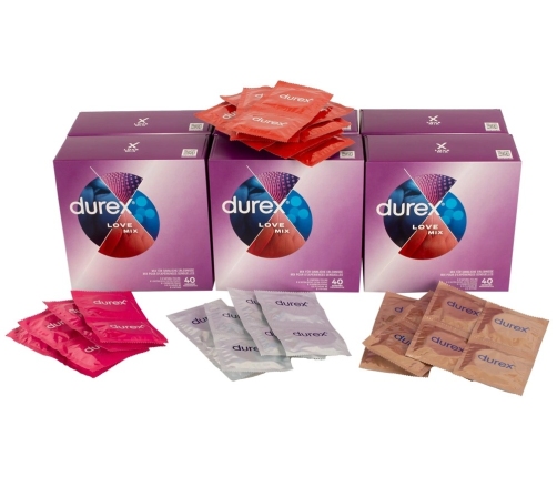 Durex Love Mix Assorted Condoms 40pcs - 5 Types, Anatomical Shape