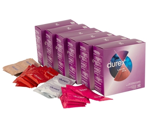 Durex Love Mix Assorted Condoms 40pcs - 5 Types, Anatomical Shape