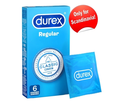Durex Regular 6-Pack Natural Latex Transparent Condoms 56mm