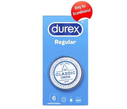 Durex Regular 6-Pack Natural Latex Transparent Condoms 56mm