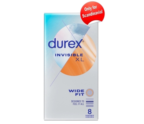Durex Invisible XXL Ultra Thin Silicone Lubricated Condoms 8-Pack