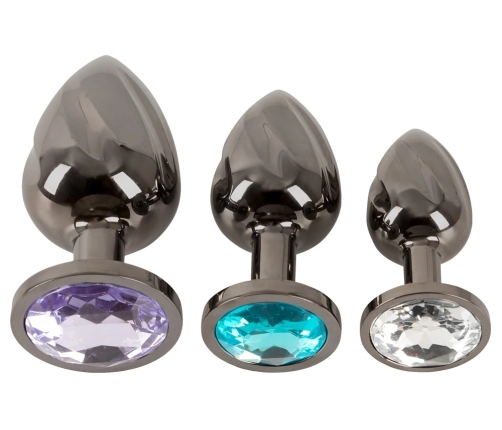 ANOS Metal Plug Set Diamond Trio - Spiral Shape, 3 Sizes, Multicolor Gems