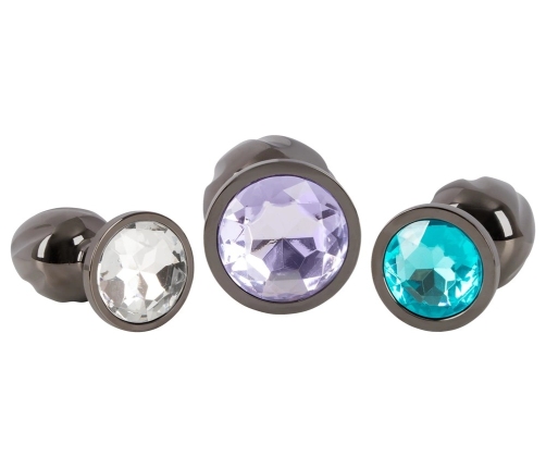 ANOS Metal Plug Set Diamond Trio - Spiral Shape, 3 Sizes, Multicolor Gems