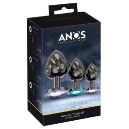ANOS Metal Plug Set Diamond Trio - Spiral Shape, 3 Sizes, Multicolor Gems