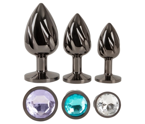 ANOS Metal Plug Set Diamond Trio - Spiral Shape, 3 Sizes, Multicolor Gems