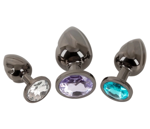 ANOS Metal Plug Set Diamond Trio - Spiral Shape, 3 Sizes, Multicolor Gems