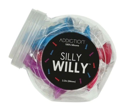 Addiction Silly Willy Mini Display Set - 12 Silicone Color Models, 8.4 cm