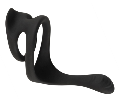 Erecto Liquid Silicone Dual Support Ring with Perineal Stimulator, Black