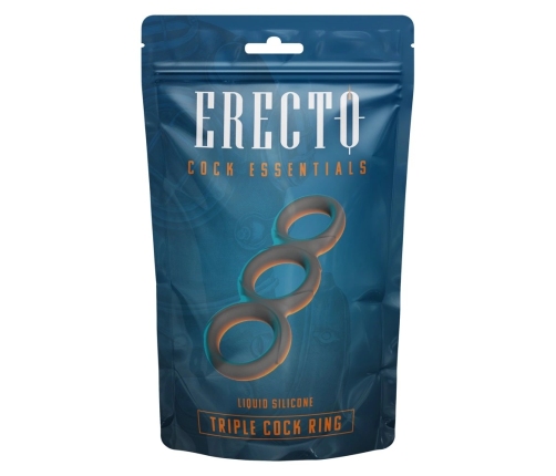 Erecto Triple Ring Liquid Silicone Anatomical Support System Black