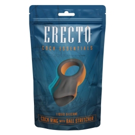 Erecto Liquid Silicone Intimate Ring & Ball Stretcher Duo, Black, 8 cm