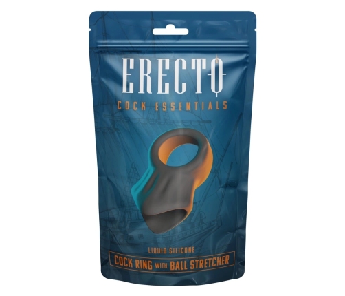 Erecto Liquid Silicone Intimate Ring & Ball Stretcher Duo, Black, 8 cm