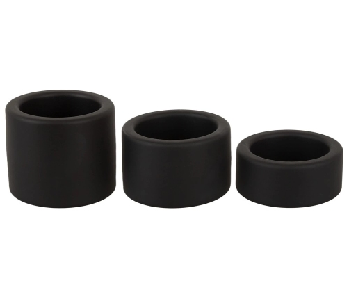 Erecto Liquid Silicone Ball Ring Set - 3 Sizes, Flexible, Black