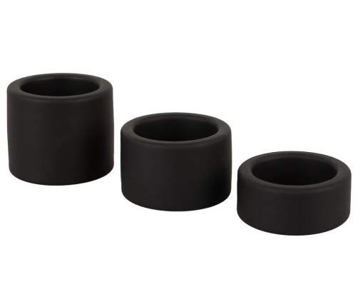 Erecto Liquid Silicone Ball Ring Set - 3 Sizes, Flexible, Black