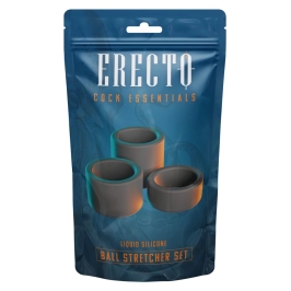 Erecto Liquid Silicone Ball Ring Set - 3 Sizes, Flexible, Black