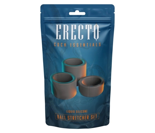 Erecto Liquid Silicone Ball Ring Set - 3 Sizes, Flexible, Black