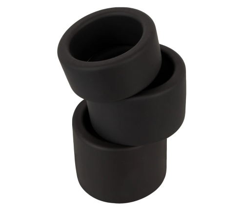 Erecto Liquid Silicone Ball Ring Set - 3 Sizes, Flexible, Black