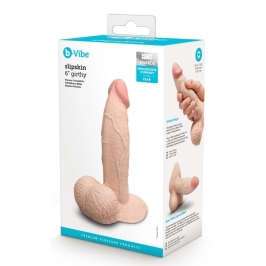 b-Vibe Slipskin 6" Girthy Silicone Model with Suction Cup, Cream