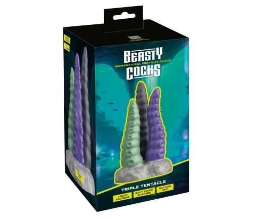 You2Toys Beasty Cocks Triple Tentacle Silicone Fantasy Model 22cm