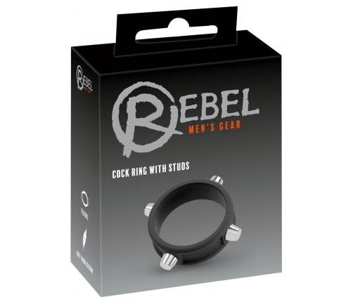 Rebel Silicone Ring with Metal Studs - Adjustable Black Intimate Accessory