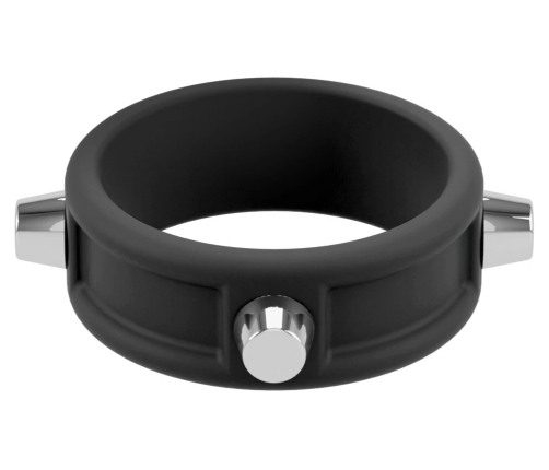 Rebel Silicone Ring with Metal Studs - Adjustable Black Intimate Accessory