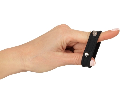 Rebel Silicone Ring with Metal Studs - Adjustable Black Intimate Accessory
